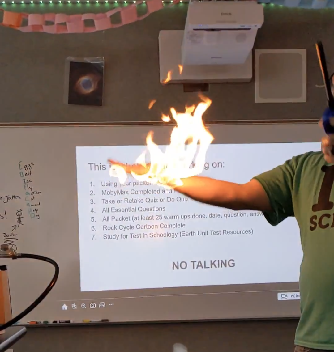 Science hand fire